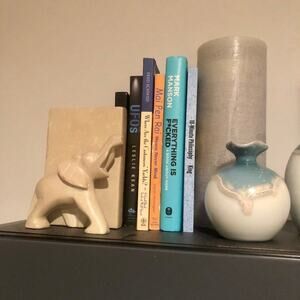 Vintage Beautifully Hand Carved Natural Stone Elephant Bookend